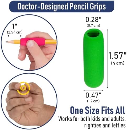 The Pencil Grip The Classics Soft Foam Pencil Grips, Ergonomic Writing Aid For Lefties And Righties, 1.5 Inch Long, Assorted Colors, 12 Count - TPG-16412