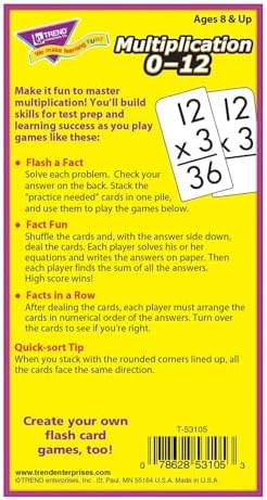 Trend Enterprises Multiplication 0-12 Flash Cards, 91 Skill Drill Cards