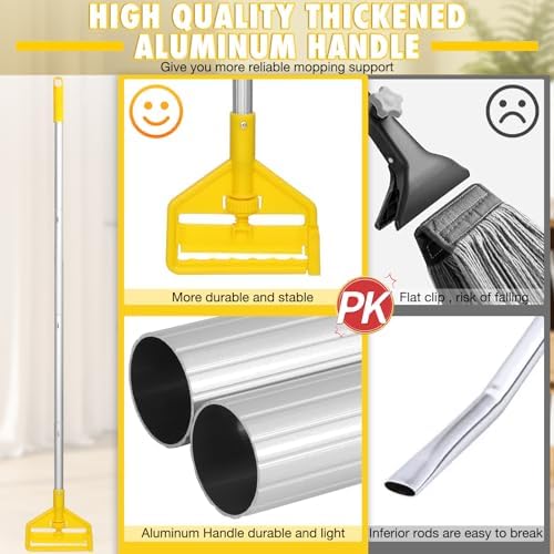 VOUBIEN Commercial Mop Heavy Duty Industrial Cotton Mops with Long Handle