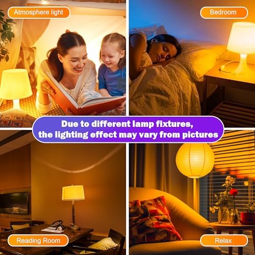 9W Amber Sleep Aid Light Bulbs, 1800K Soft Warm Lighting, 2 Pack