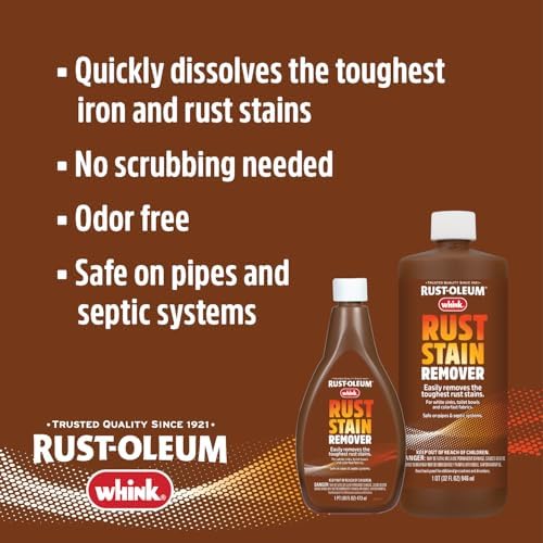 Rust-Oleum Whink Rust Stain Remover | Heavy-Duty Iron Stain Remover for White Toilets & Sinks, Colorfast Fabric & Carpets | 16 oz