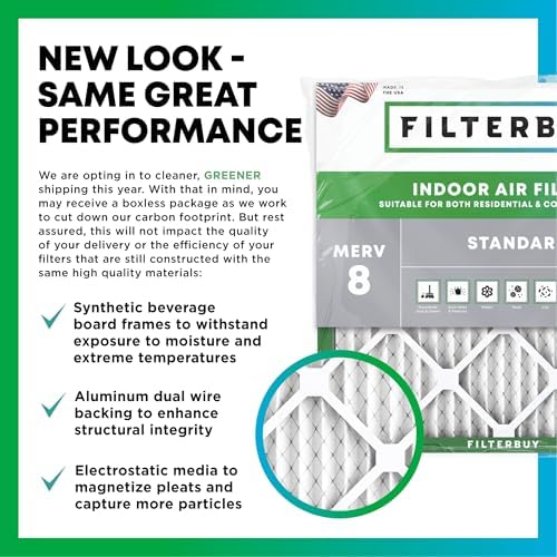 Filterbuy 20x25x4 Air Filter MERV 8 Dust & Allergy Defense (2-Pack)