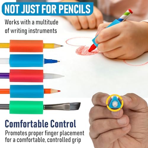 The Classics 12-Pack Triangle Pencil Grips, Assorted Bright Colors, 1.75-Inch Long (TPG-16212)