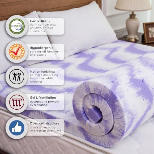 BedsPick Mattress Topper Twin XL - 3 inch Gel Infused Memory Foam XL Twin Mattress Toppers,Soft Foam Pad Toppers for Pressure Relief,CertiPUR Certified,Dorm Room Essentials,Twin XL Size