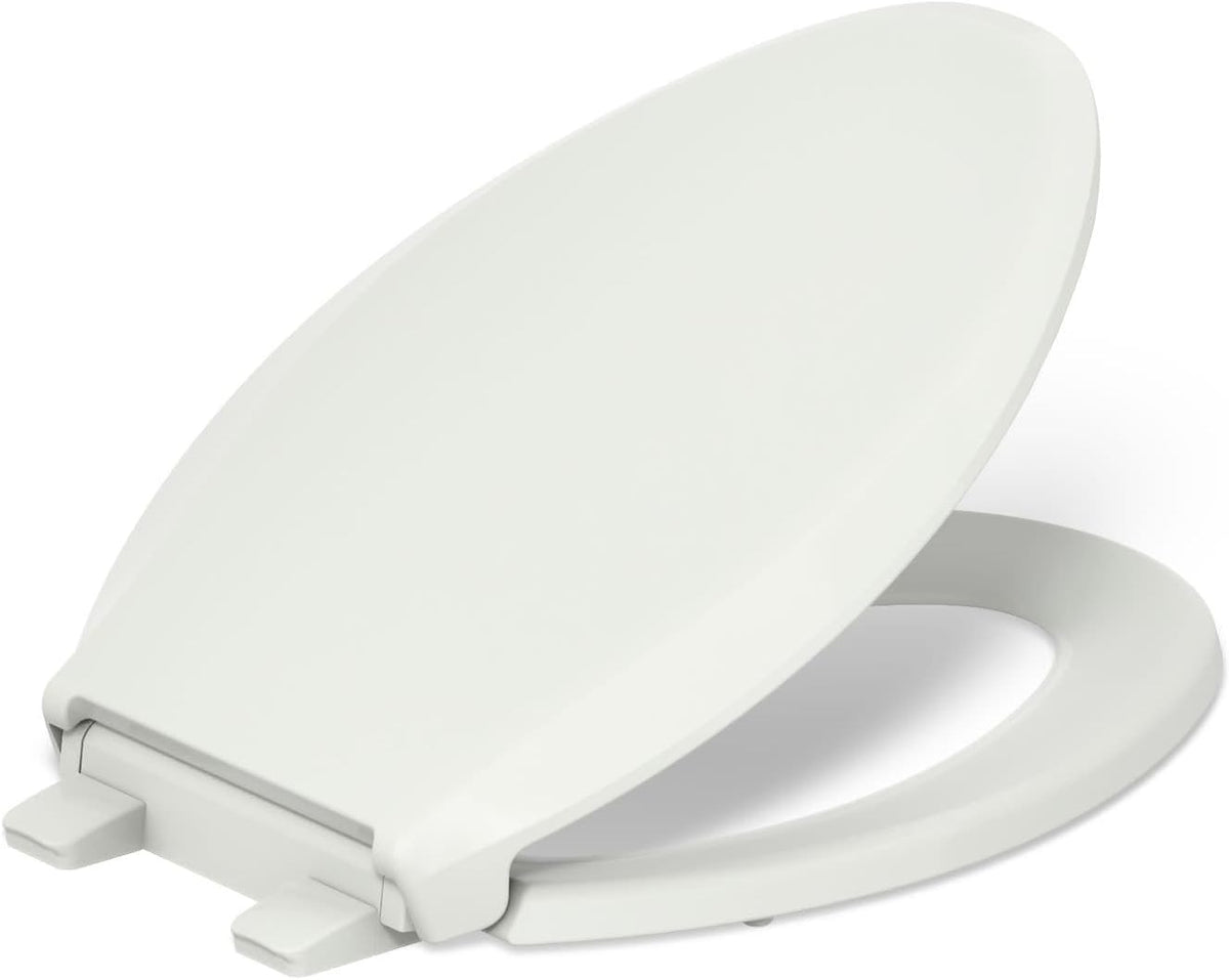 KOHLER 4636-RL-0 Cachet ReadyLatch Elongated Toilet Seat Slow Close, Soft Close Toilet Seat Quiet Lid, Contoured Grip-Tight Bumpers Installation Hardware, Apartment Essentials, White