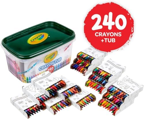 Crayola Crayon Tub (240ct), Bulk Crayons for Kids, Spring Craft Supplies, Classroom Coloring Gifts for Kids & Toddlers, Ages 3+ [Amazon Exclusive]