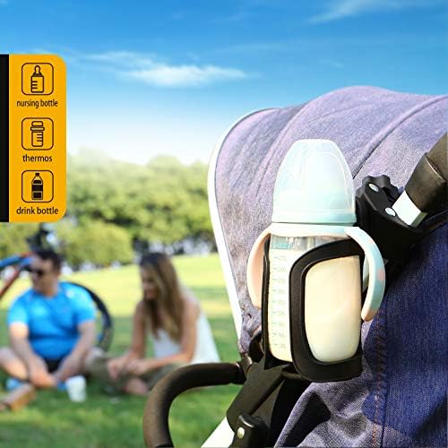 BUNDLEPRO Stroller Cup Holder, Universal Bike Cup Holder, 2 Pack, Black