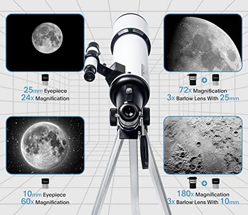 Koolpte Telescope for Adults, 80mm/600mm AZ Refractor for Beginners