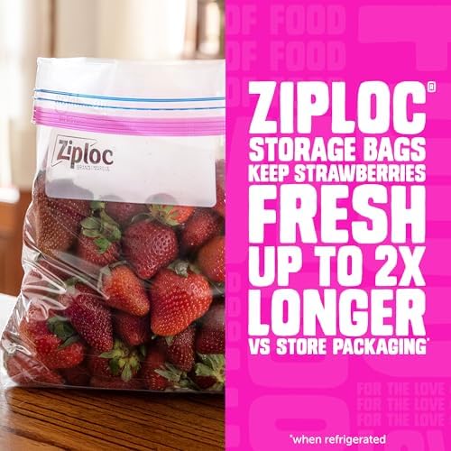 Ziploc Gallon Food Storage Bags, Stand-Up Bottom, Easy to Fill, 96 Count