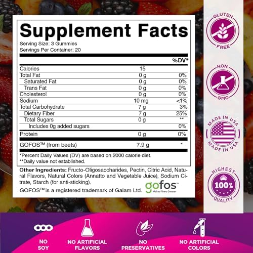 Vitamatic Extra Strength Prebiotic 7g Fiber, 60 Gummies - 2 Pack