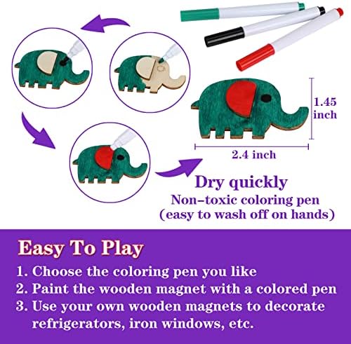 DIY Wooden Magnet 36 Art Craft Supplies Painting Kit for Kids Ages 4-8 8-12