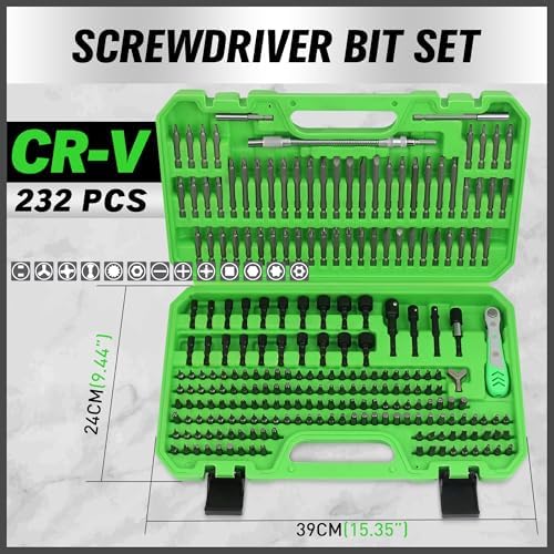 SWANLAKE 232-Piece Ultimate Screwdriver Bit Set, Cr-V Impact Driver Bit Set, Includes Security Bits, Nut Driver, Ratchet Wrench and Bits Holder