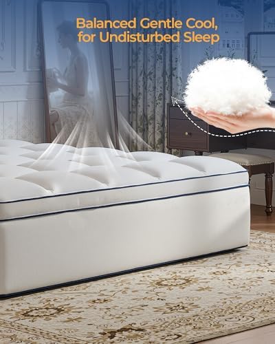 Kayfia Full Mattress Topper, Thick Mattress Pad for Back Pain Relief, White