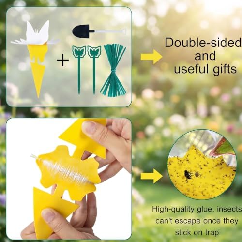 Yellow Sticky Fruit Fly Trap 54 Pack, Gnat Traps for Indoor House Plants