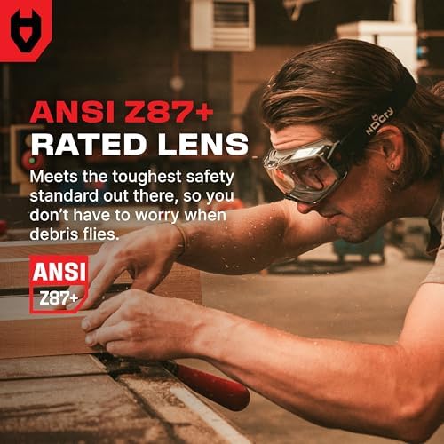 NoCry Anti Fog Safety Goggles Over Glasses For Men And Women — ANSI Z87.1 Premium Anti Scratch & UV380 — Eye Protection with Panoramic Lens & Adjustable Strap — Perfect Dust Goggles for Chemistry Lab