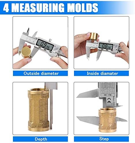Digital Caliper Measuring Tool, Stainless Steel Vernier Caliper Digital Micrometer with Large LCD Screen, Easy Switch from Inch Metric Fraction, 6 Inch Caliper Tool for DIY/Household