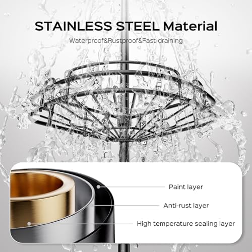 HAMITOR Corner Shower Caddy Tension Pole: No-Drill Rustproof Bathroom Shelf