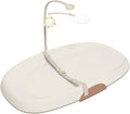 Skip Hop Baby Changing Pad Nursery Style Wipe-Clean Contoured with Cushioned Foam, Non-Skid Base, Built-in Safety Belt & Tuck-Away Toy Bar Fits Standard Changing Tables, Oat