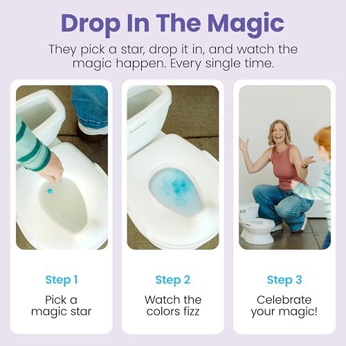 Potty Training Rewards Toilet Fizzies, Non-Food, STEM-Based Method that uses Imagination Play, 60 Colorful Stars, Non-Toxic, Girls & Boys, Fun Things for Kids & Parents