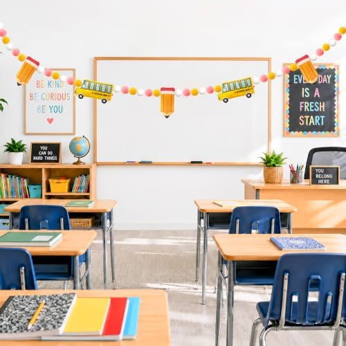 Back to School Decorations 9FT Felt Ball Garland Back to School Banner