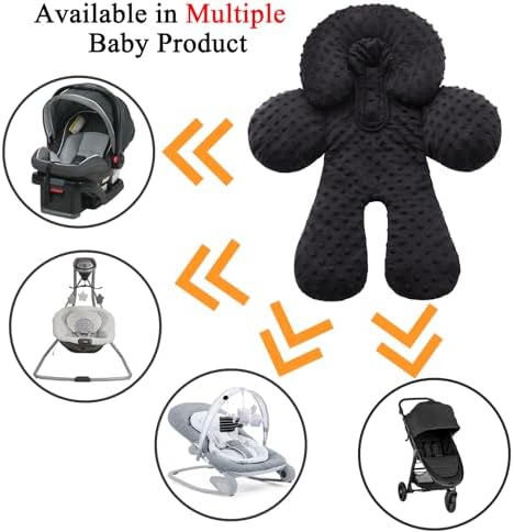 Pro Goleem Infant Car Seat Insert, Baby Head Neck Body Support, Soft Minky Newborn Car Seat Insert, 2-in-1 Reversible, Boys and Girls, Black