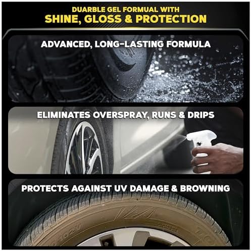 Meguiar’s Endurance Tire Gel - Tire Shine Gel, Premium Car Tire Shine For A Lasting Glossy Finish; Apply To Tires Cars, Trucks & Suvs To Keep Tires Looking Deep Black And Clean -16 Oz