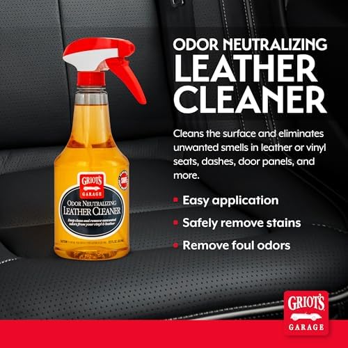 Griot's Garage Odor Neutralizing Leather Cleaner for Car Seats, Dashboard, Door Panels, Eliminates Unwanted Smells, 10971, 22oz