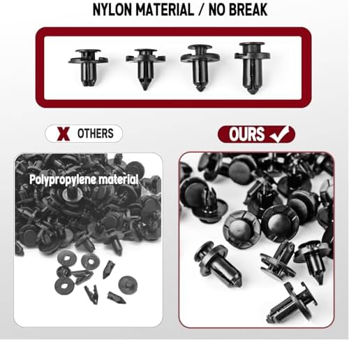 UNIGT Push Type Retainer Fender Liner Clips Compatible with Nissan/Infiniti Front Bumper Plastic Fasteners Replace 01553-05323, 01553-09321, 01553-09241, 11296-AG000 Radiator Rivets - 121pcs with Tool