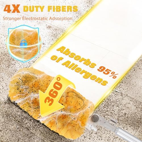 6 ft Extendable Duster Handle with 20 Pcs, 360° Heavy Duty Duster Refills Kit for Swiffer, 4X Electrostatic Microfiber for Cleaning Home, Effortlessly Reach Ceilings, Fans & Hard-to-Reach Areas