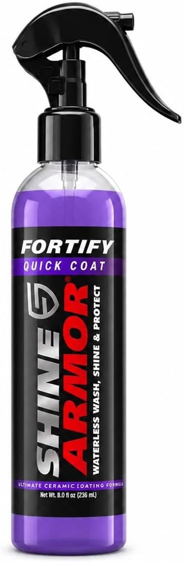 SHINE ARMOR Fortify Quick Coat - 8oz Ceramic Waterless Detailer Spray | 3-in-1 Wash, Wax & Nano-Ceramic Coating | Mirror Shine, Zero Streaks, No Dust Residue | 6-12 Month Protection | Made in USA