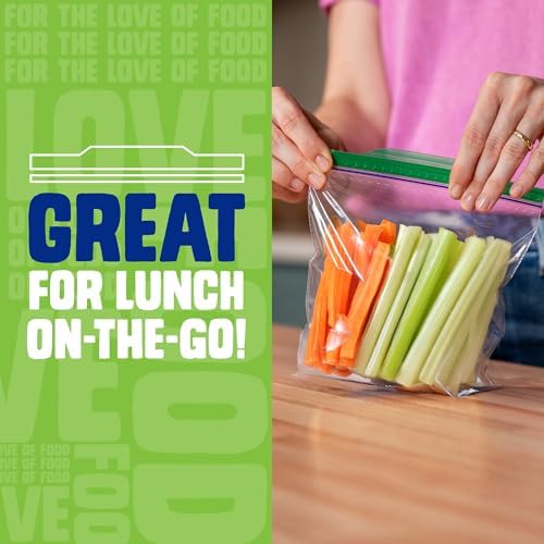 Ziploc Sandwich and Snack Bags, Easy Open and Close, Plastic Food Storage Bags, 50 Bags Total