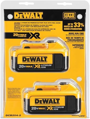 DEWALT 20V MAX* XR Battery, 4.0-Ah, 2-Pack (DCB204-2), Black
