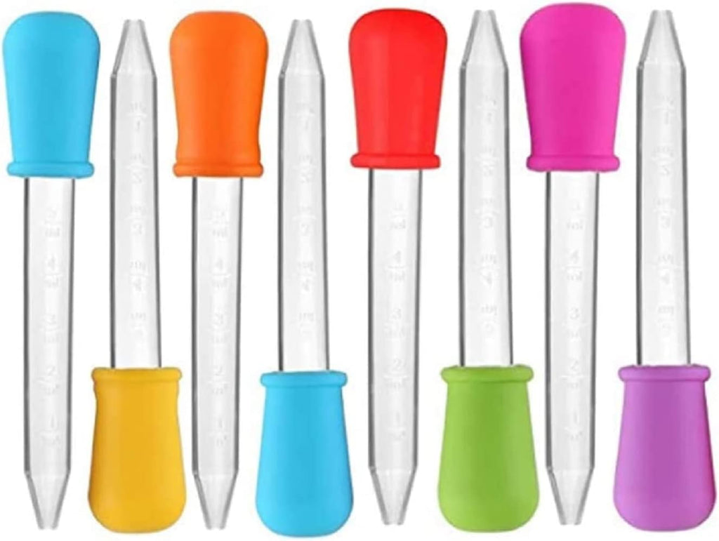 Yiasangly 5ml Liquid Droppers Clear Medicine Silicone and Plastic Pipettes Eye Dropper with Bulb Tip for Kids Candy Molds (8 Pack)