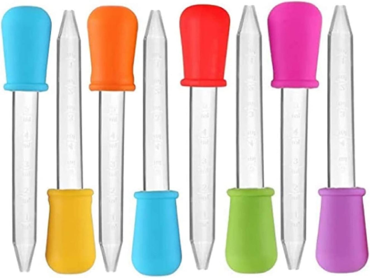 Yiasangly 5ml Liquid Droppers Clear Medicine Silicone and Plastic Pipettes Eye Dropper with Bulb Tip for Kids Candy Molds (8 Pack)