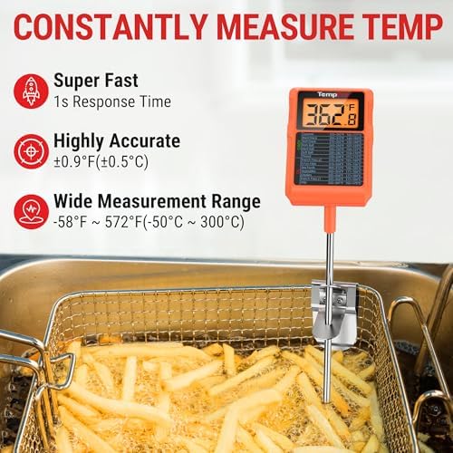 TempPro TempDip 1 Sec Digital Candy Thermometer with Pot Clip & 10" Probe