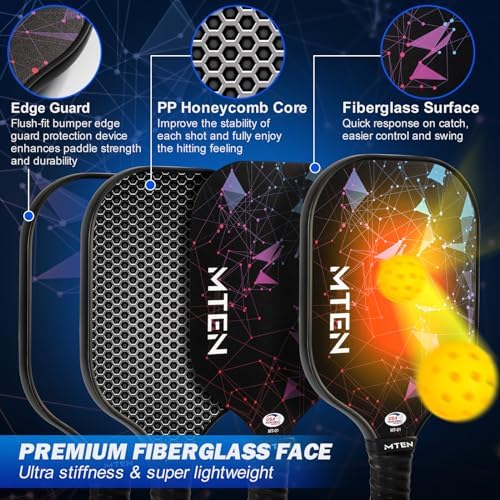 MTEN Pickleball Paddles Set of 2/4/1, USAPA Approved Fiberglass Rackets