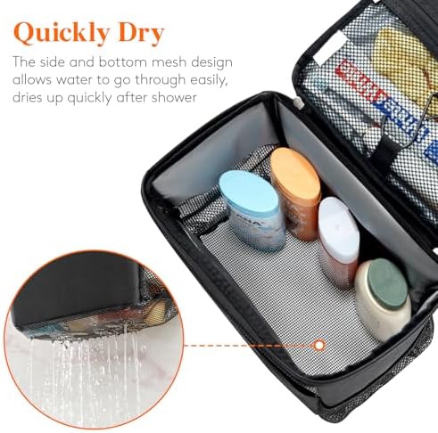Lifewit Shower Bag Mesh Shower Caddy Portable College Dorm Room Essentials Tote Bag for Bathroom, Gym, Travel, Camping Quick Dry Hanging Shower Organizer Basket Toiletry Bag, Medium, Black