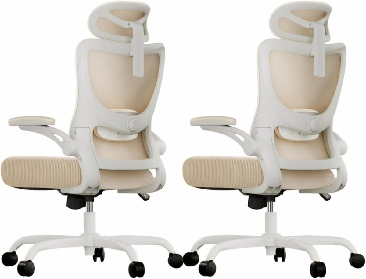 Marsail Ergonomic Office Chair: Office Desk Chair with High Back Mesh and Adjustable Lumbar Support Rolling Work Swivel Task Chairs with Wheel 3D Armrests and Headrest
