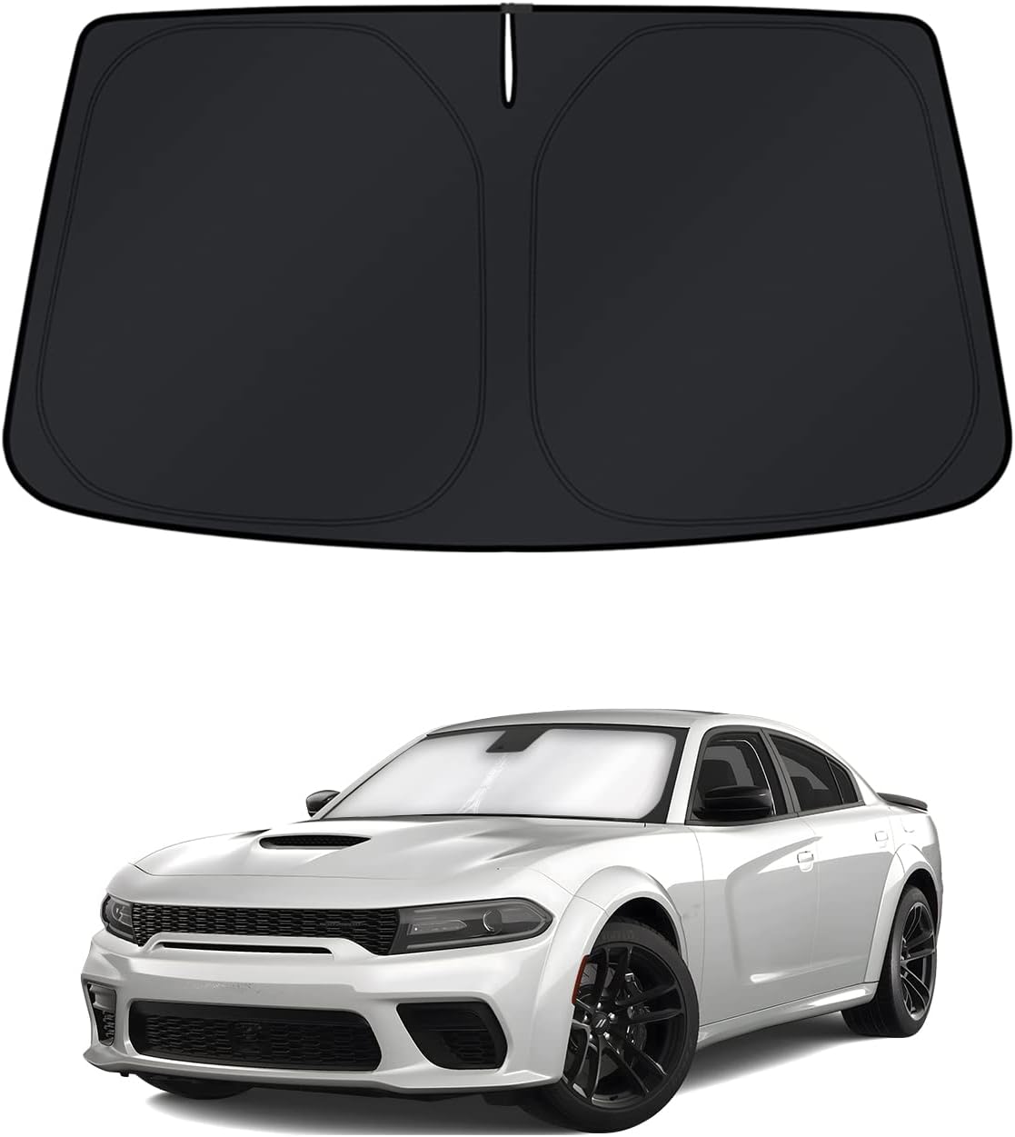 KUST Windshield Sun Shade for 2017-2026 Tesla Model Y/Model 3 Sunshade Accessories (Fit 2025-2026 Model Y Juniper / 2024 Model 3 Highland) Upgraded Foldable Sunshade, Blocks UV Rays Keep Car Cool
