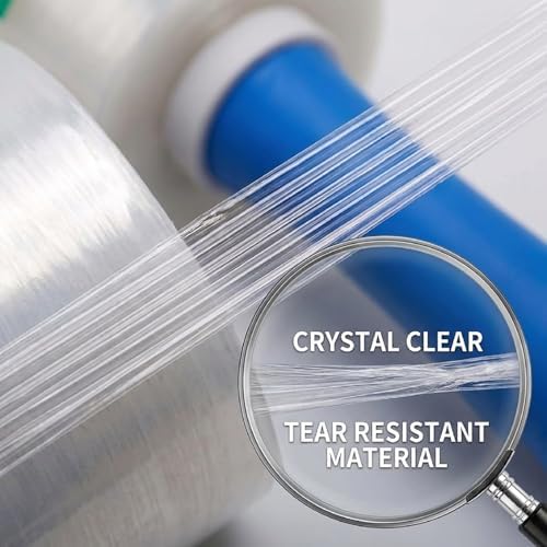 4 Pack Stretch Wrap for Moving, 5 Inch x 1000ft 80 Gauge, Heavy Duty Clear Plastic Wrap with Handles, Packing, Shipping, Pallet & Furniture Protection