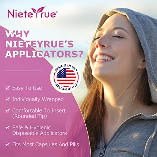 Nieteyrue Disposable Suppository Applicators Individually Wrapped Hygienic Fit to Size 00 Cap-sules and Many Shapes of Suppositories, Tablets Feminine Care Applicators from (20 Counts)