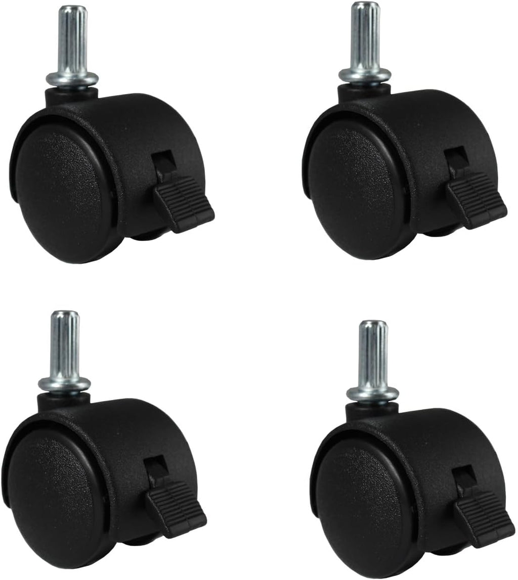 Small Swivel Caster Wheels 4pcs 1 Inch Locking Casters Diameter 6.25mm Straight Stripes Stem Easy Clip on Replacement Wheels for Rolling Plastic Drawers Carts Boxes Shelves with Reserved Holes