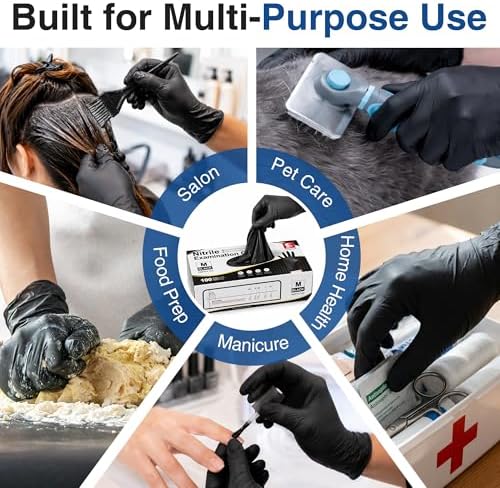 Schneider Black Nitrile Gloves, Gloves Disposable Latex Free, Powder Free