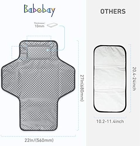 Portable Changing Pad for Baby, Waterproof Travel Changing Pads for Moms, Dads, with Built-in Pillow, Excellent Baby Shower, Registry Gifts