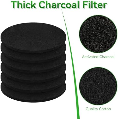 6 Pack 6.7 Inch Charcoal Filter for Kitchen Compost Bin Countertop Bucket