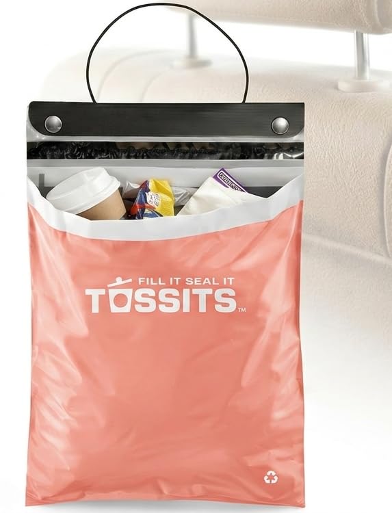 Tossits Hanging Car Trash & Garbage Bags, Disposable, Black 21 Count