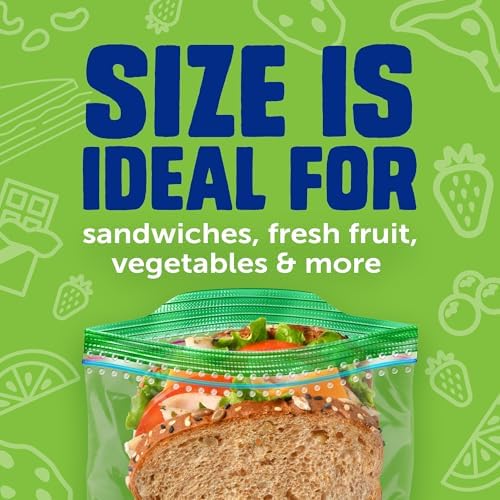Ziploc Sandwich and Snack Bags, Easy Open and Close, Plastic Food Storage Bags, 50 Bags Total