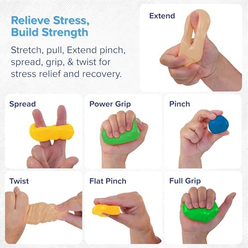 LIFE WORKS Adult Hand Therapy Putty, Grip Exercise, 4-Pack, Silicone