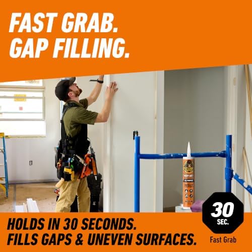 Gorilla Heavy Duty Construction Adhesive, Gap Filling, 9 oz Cartridge