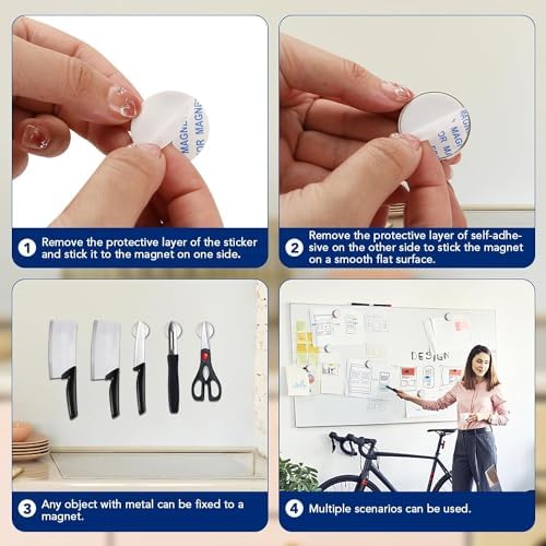 DIYMAG Strong Magnets, 6 Pack with Double Sided Adhesive Backing Powerful